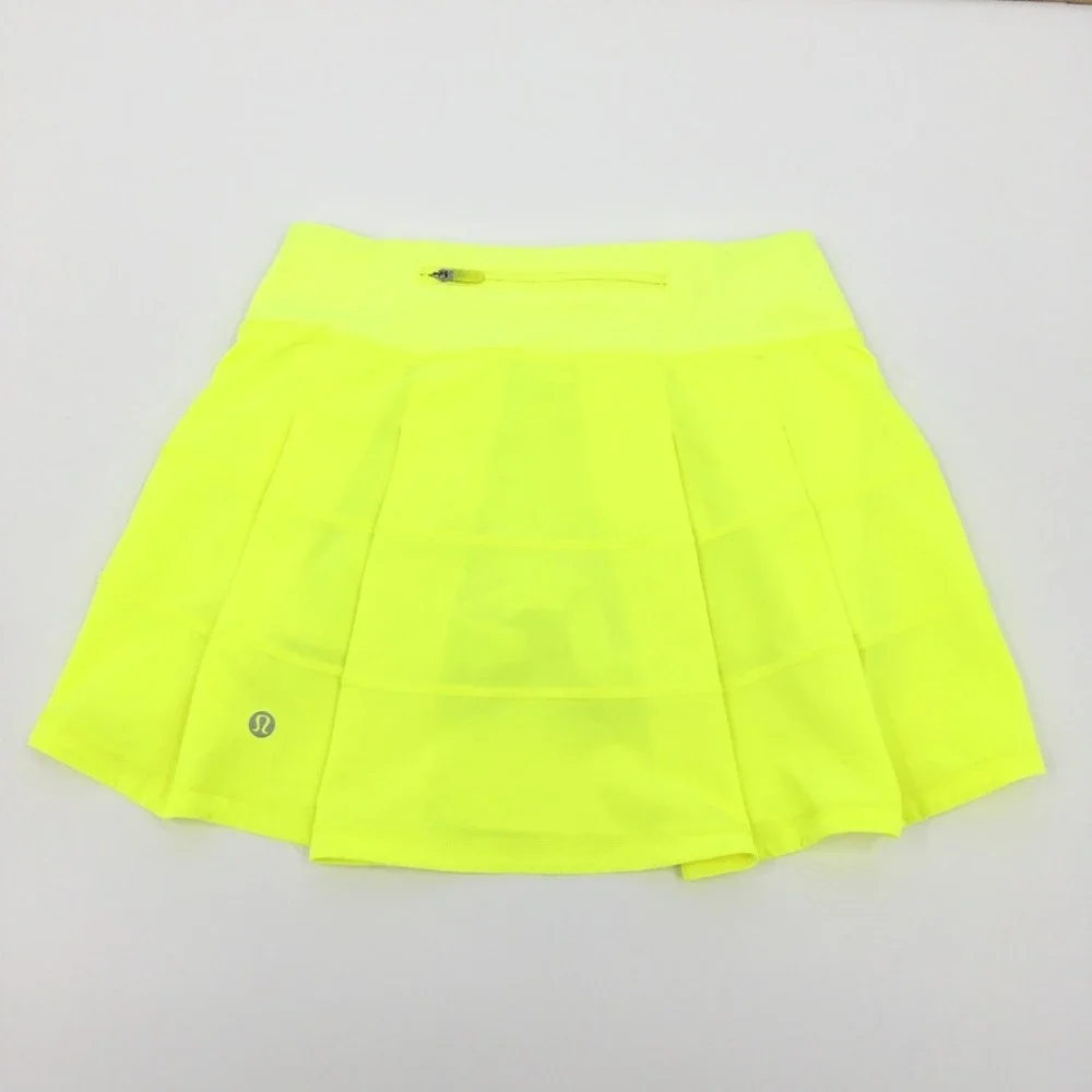 Lululemon Pace Rival Skirt Skort Sz 0 Highlighter Yellow Neon Pickleball Tennis